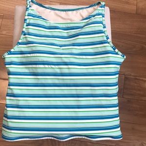 L.L. Bean blue and green tankini swimsuit top